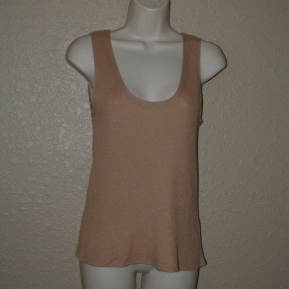 NWT $365 Sz S Sablyn Caramel Cashmere Cassie Lightweight Ribbed Tank Top - Picture 1 of 7